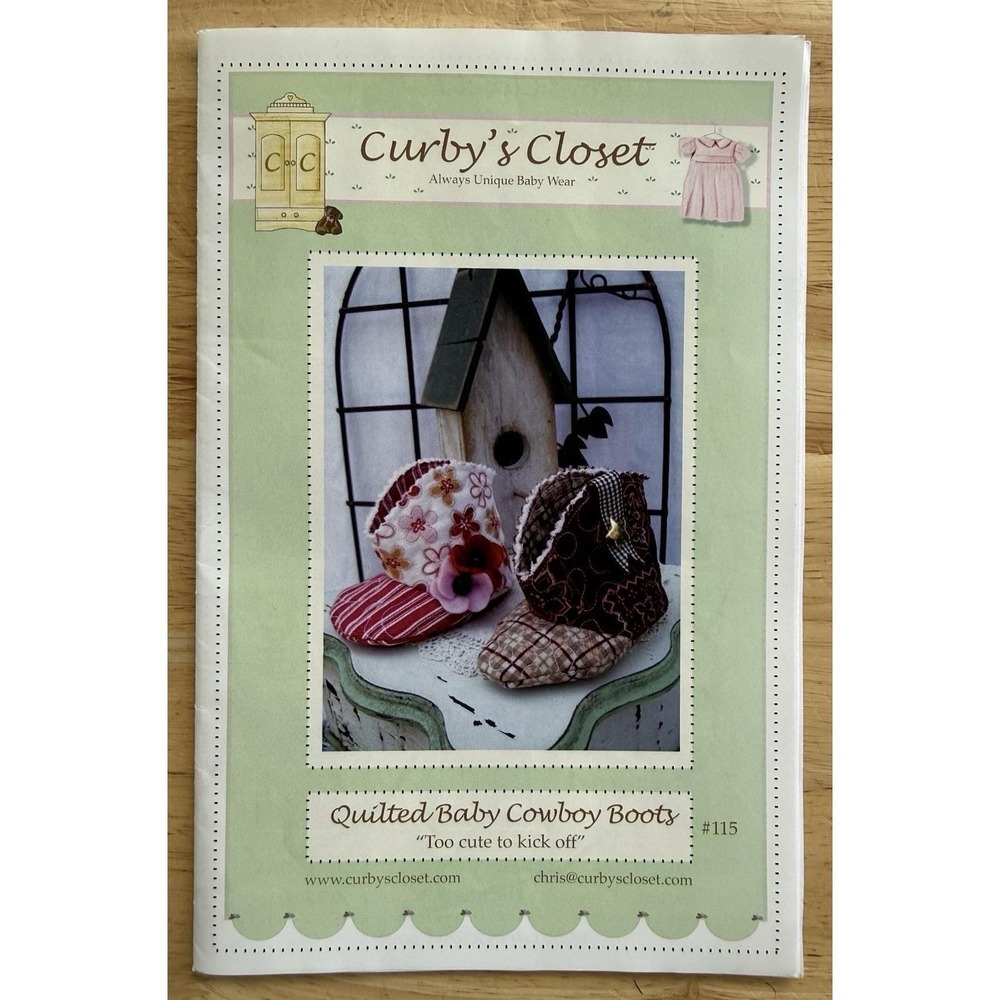 Quilted Baby Cowboy Boots Pattern Sizes 3-9 Months By Curby's Closet UC